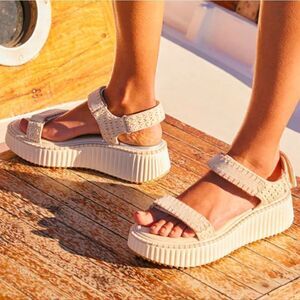 BRAND NEW NICOLE MILLER OPEN-TOE VELCRO STRAP PLATFORM ESPADRILLE WEDGE SANDAL